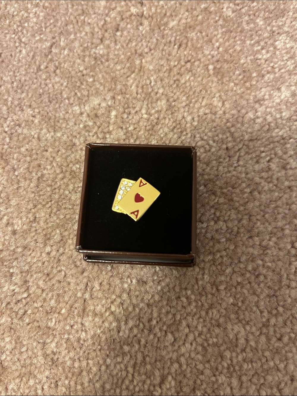 Ace of Hearts Enamel Pin - Gold and Red